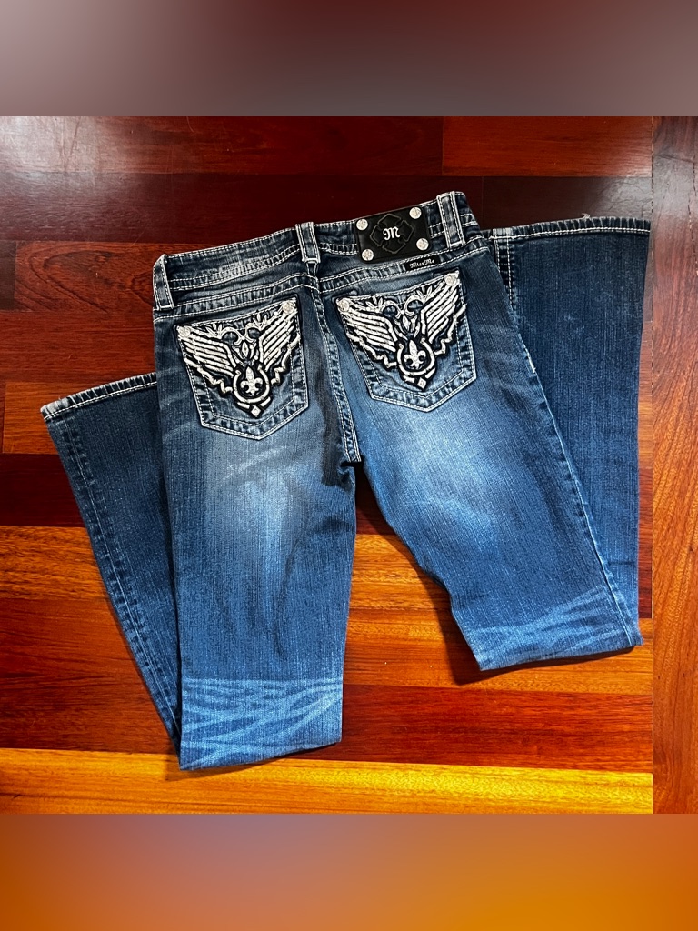 Miss Me Women’s Dark Blue Jeans With Embroidered Wing Pockets